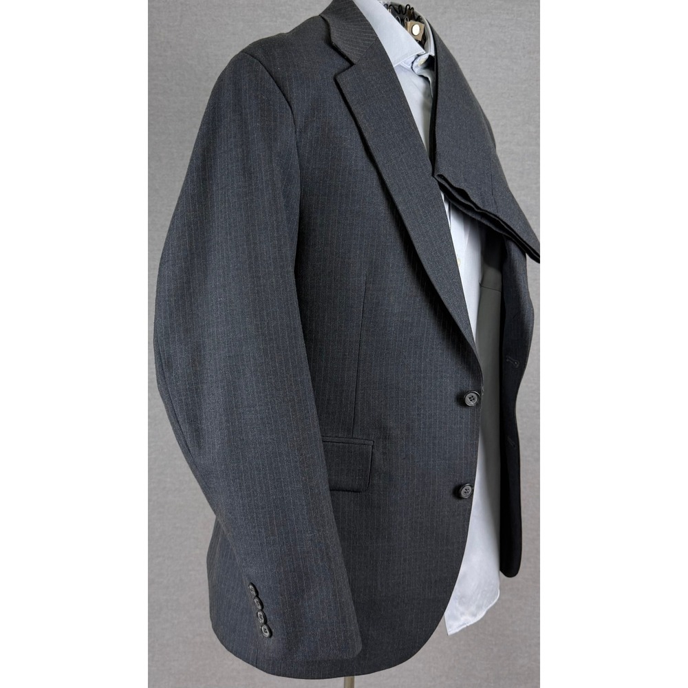 Hunting Horn Mens Gray Pinstripe Two Button Blazer Suit Jacket 38R 31x33